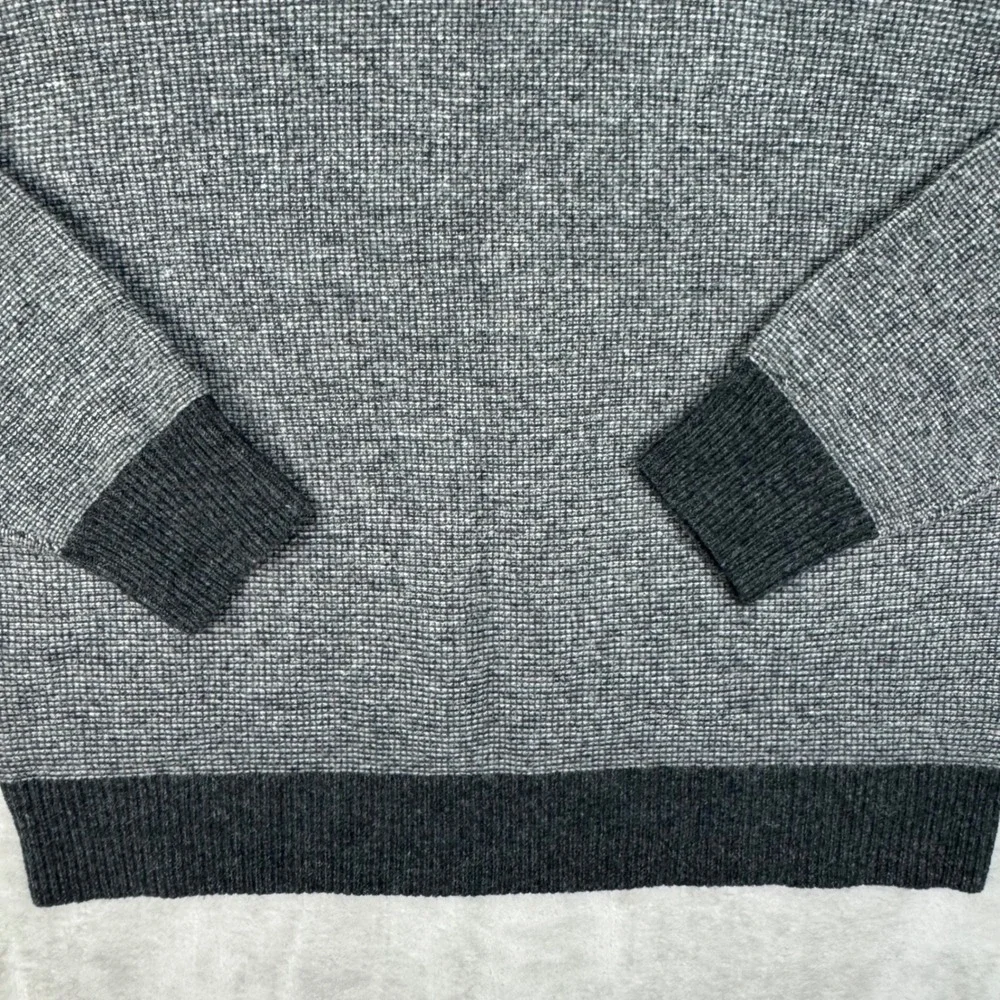 J Crew Sweater Mens XL Gray Regular Shawl Collar Wool Waffle Knit Pullover